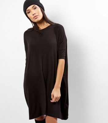 Black Oversized T-Shirt Dress | New Look